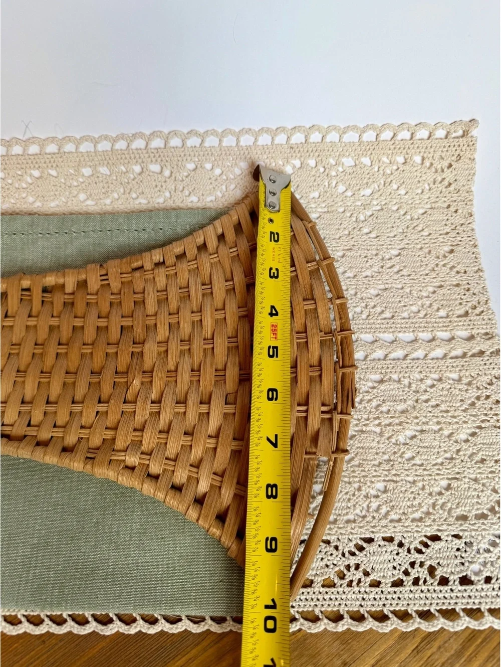 Vintage Wicker Bell Wall Hanging Made in Hong Kong Boho Rattan Wall Decor